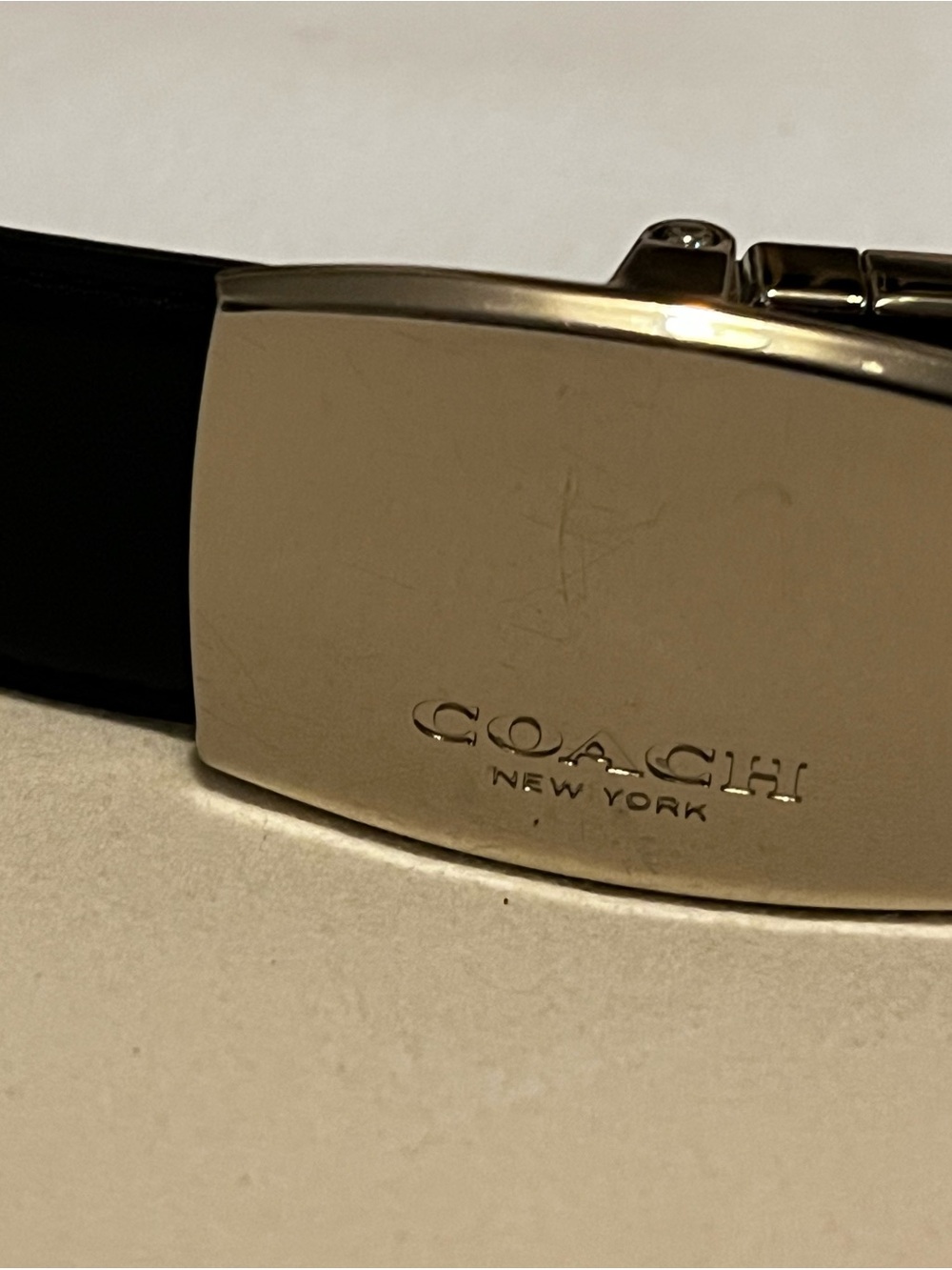Coach Men’s Black Leather Belt Black and Brown